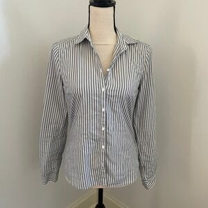 Grey Striped Button Down Shirt size XS Long Sleeve Cotton Office Business Casual